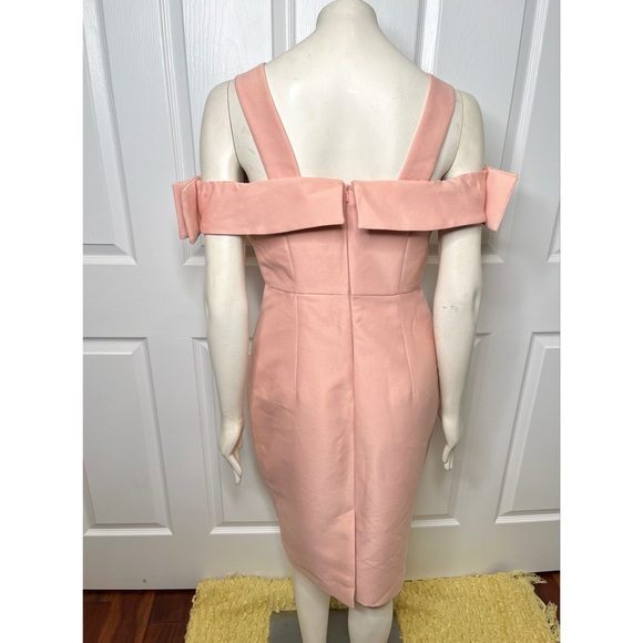 Asos Maternity Blush Pink Off Shoulder Bardot Dress w/ Bow Detail on the Sleeve - Picture 8 of 13